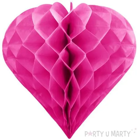 dekoracja honeycomb serce partydeco rozowe ciemne 20 cm