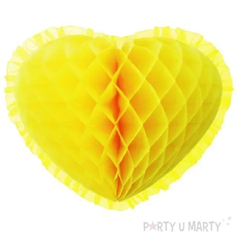 dekoracja honeycomb serce zolta 45 cm funny fashion