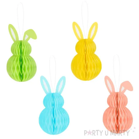 dekoracja honeycomb zajaczki mix partypal 10 cm 4 szt