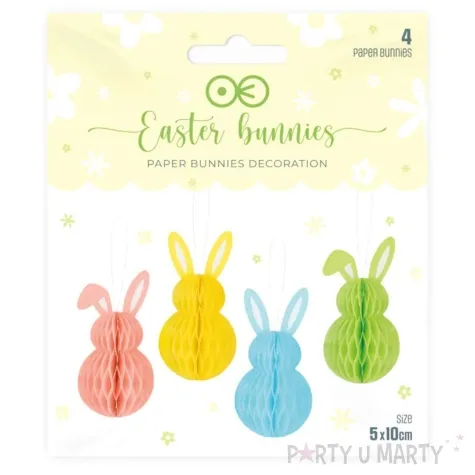 dekoracja honeycomb zajaczki mix partypal 10 cm 4 szt