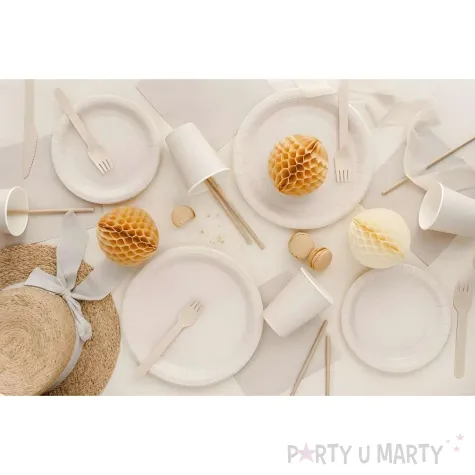 dekoracja jednorazowa zastawa stolowa talerzyki papierowe monokolor bezowy 18 cm 6 szt