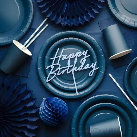 dekoracja jednorazowa zastawa stolowa talerzyki papierowe monokolor granatowe 23 cm 6 szt