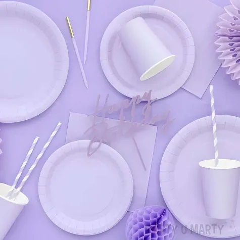 dekoracja jednorazowa zastawa stolowa talerzyki papierowe monokolor lawendowe 18 cm 6 szt