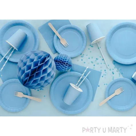 dekoracja jednorazowa zastawa stolowa talerzyki papierowe monokolor niebieskie 23 cm 6 szt