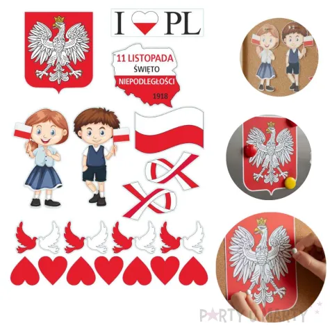 dekoracja kartonowa 11 listopada dzieci z choragiewkami 1 kompl