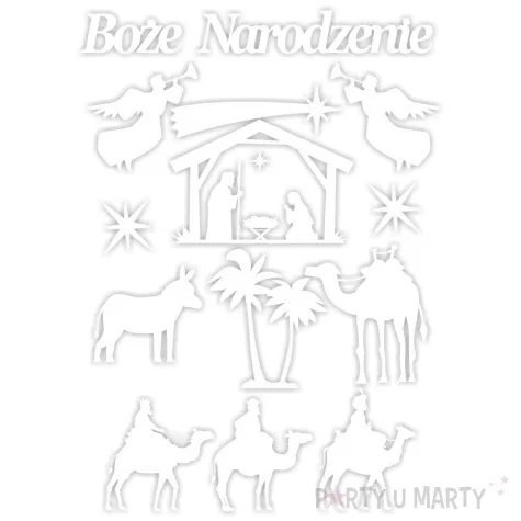 dekoracja kartonowa boze narodzenie bialy 1 kompl