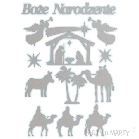 dekoracja kartonowa boze narodzenie srebrny 1 kompl