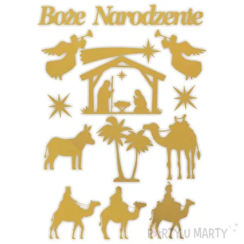 dekoracja kartonowa boze narodzenie zloty 1 kompl