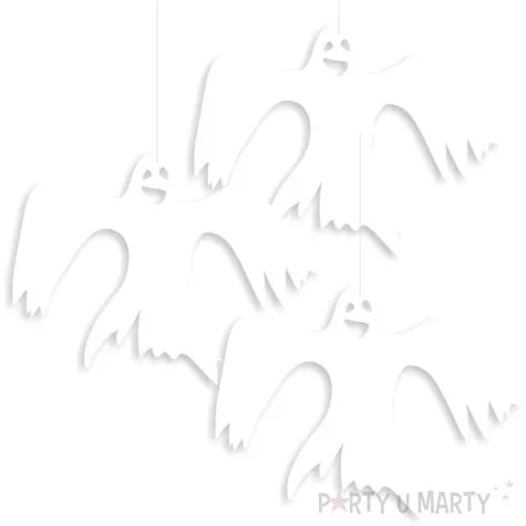 dekoracja kartonowa duchy na zylkach biala 35 cm 3 szt