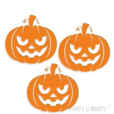 dekoracja kartonowa dynie na zylkach pomaranczowa 30 cm 3 szt