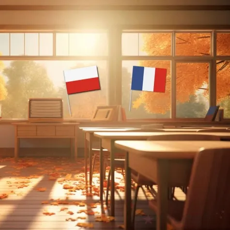 dekoracja kartonowa flaga francja niebiesko czerwona 40 cm