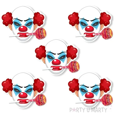dekoracja kartonowa klaun jacek na lizak 5 szt