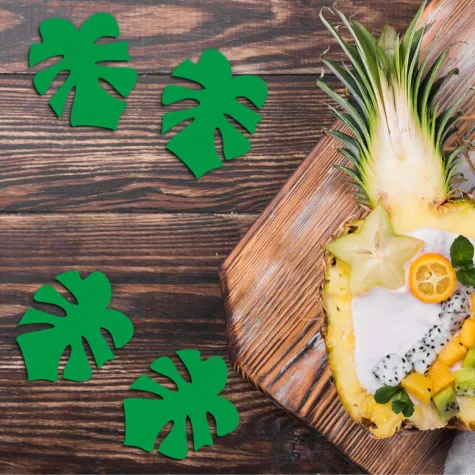 dekoracja kartonowa podkladka hello aloha monstera zielona 15 cm 6 szt