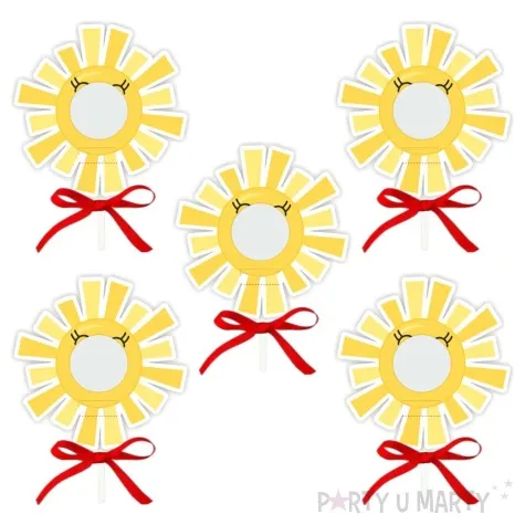 dekoracja kartonowa wakacyjne sloneczko na lizak 5 szt