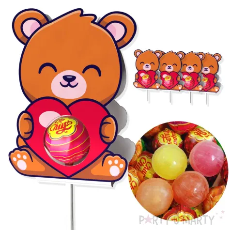 dekoracja kartonowa walentynki mis ginger na lizak 5 szt