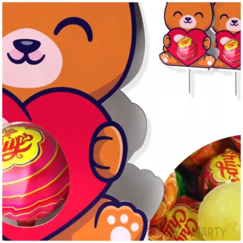 dekoracja kartonowa walentynki mis ginger na lizak 5 szt