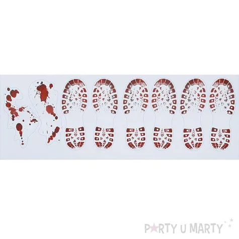 dekoracja krwawe slady buty halloween czerwony guirca 2 x 25 cm