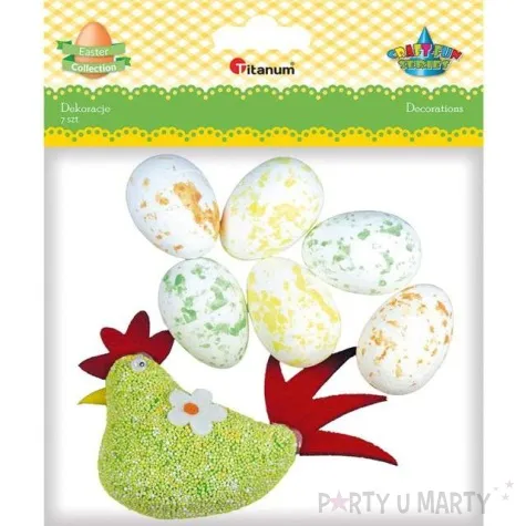 dekoracja kura z pisankami mix titanum