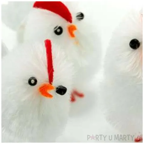 dekoracja kurczaki biale 4 cm aliga 3 szt