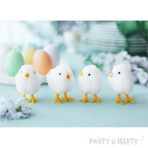 dekoracja kurczaki bialy partydeco 7 cm 9 szt