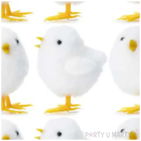 dekoracja kurczaki bialy partydeco 7 cm 9 szt