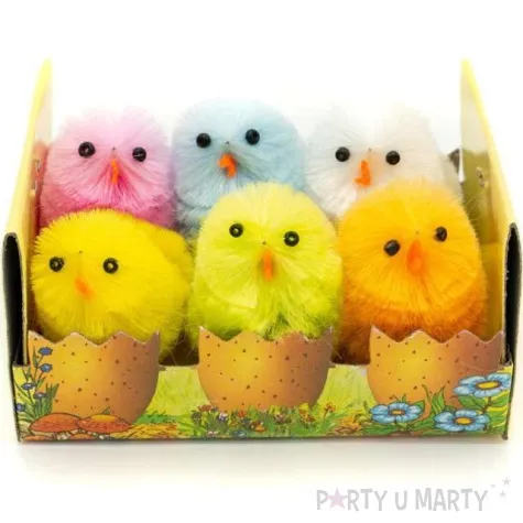 dekoracja kurczaki kolorowe 4 cm aliga 6 szt