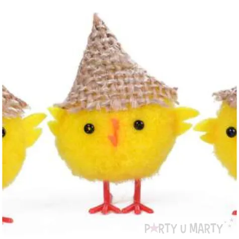 dekoracja kurczaki w kapeluszach 6 cm arpex 3 szt