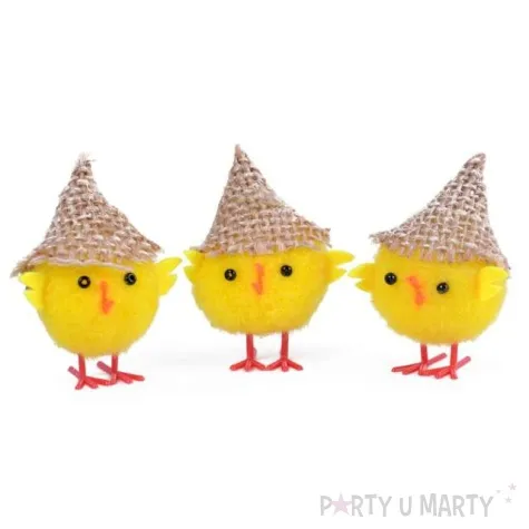 dekoracja kurczaki w kapeluszach 6 cm arpex 3 szt