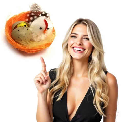 dekoracja kurczaki w pomaranczowym gniazdku arpex