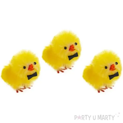 dekoracja kurczaki zolte w muszkach 3 5 cm aliga 3 szt