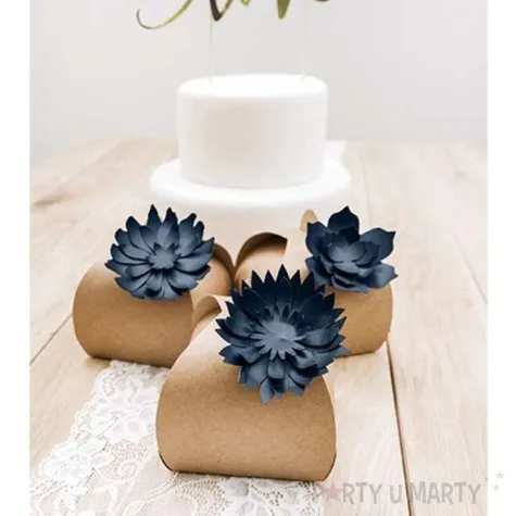 dekoracja kwiat 3d papierowa granatowy ciemny partydeco 3 szt