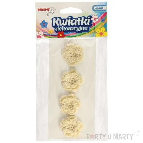 dekoracja kwiatki bezowy tkanina brewis 4 szt
