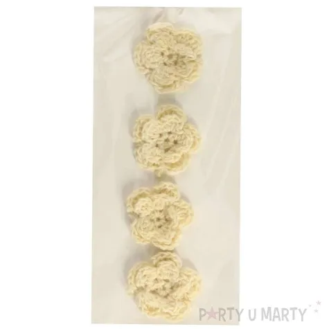 dekoracja kwiatki bezowy tkanina brewis 4 szt