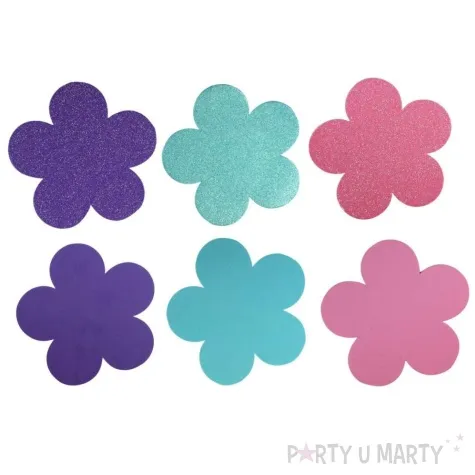 dekoracja kwiatki brokatowe piankowa titanum 12 szt