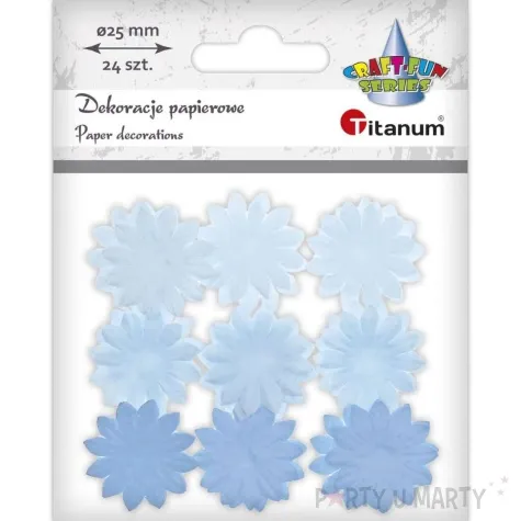 dekoracja kwiatki niebieskie titanum 25 mm 24 szt
