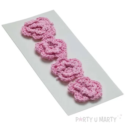 dekoracja kwiatki rozowy tkanina brewis 4 szt