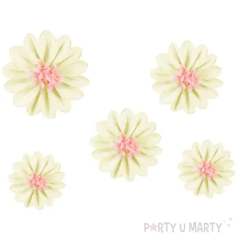 dekoracja kwiaty kremowy partydeco 5 szt
