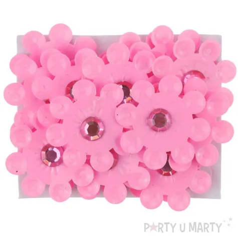 dekoracja kwiaty z cyrkoniami rozowy 33 mm 20 szt