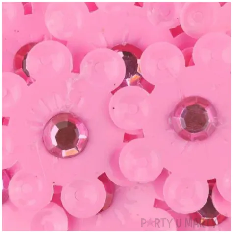 dekoracja kwiaty z cyrkoniami rozowy 33 mm 20 szt