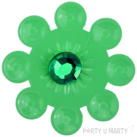 dekoracja kwiaty z cyrkoniami zielony 33 mm 20 szt