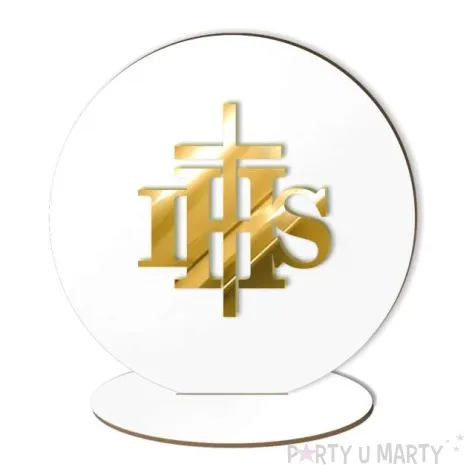 dekoracja laminowana hostia ihs zloty lustrzany 22 x 21 cm