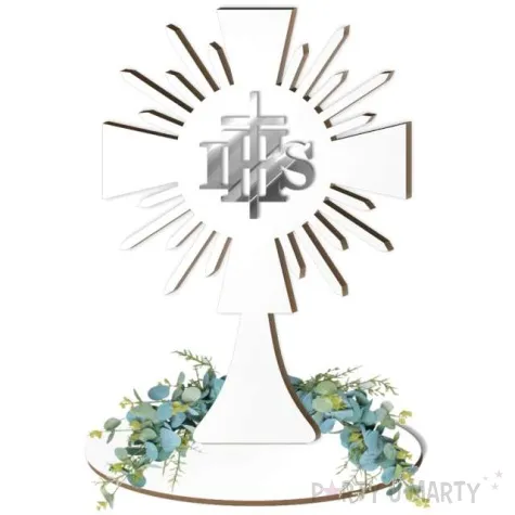 dekoracja laminowana kielich ihs srebrny lustrzany 15 x 21 cm