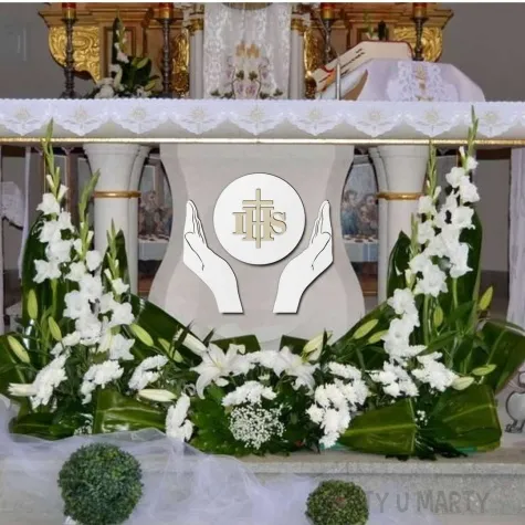 dekoracja laminowona hostia ihs i dlonie 58x38 cm