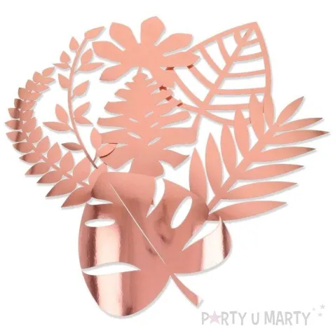 dekoracja lustrzane liscie rozowozloty dekolo 21 szt