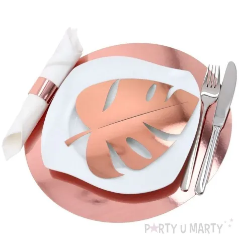 dekoracja lustrzane liscie rozowozloty dekolo 21 szt