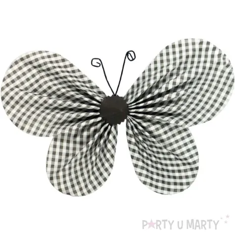 dekoracja motyle papierowe w krate czarno biale titanum 4 5 cm 2 szt