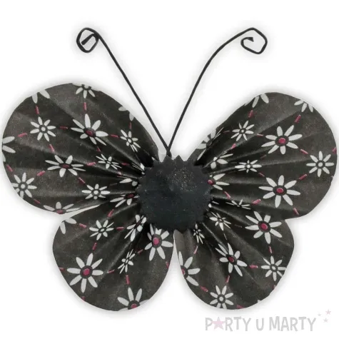 dekoracja motyle papierowe w kwiaty czarne titanum 4 5 cm 4 szt