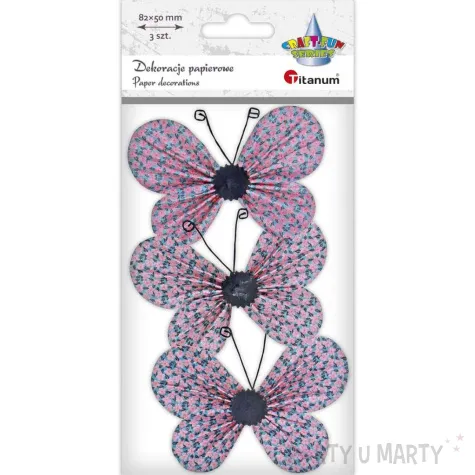 dekoracja motyle papierowe w kwiaty mix titanum 4 5 cm 3 szt