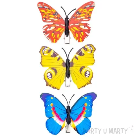 dekoracja motyle z klipsem mix 7 5 cm 3 szt