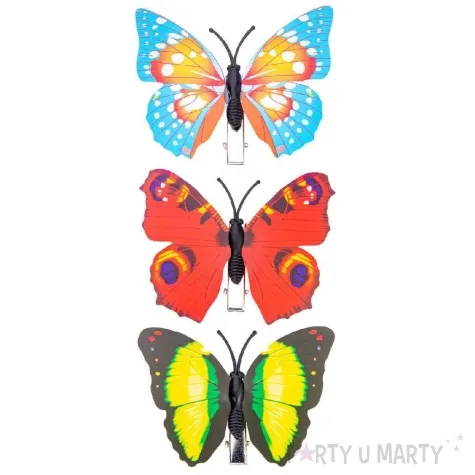 dekoracja motyle z klipsem mix 7 5 cm 3 szt